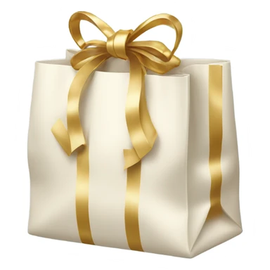 Ivory Gift bag tied with gold bow  sticker