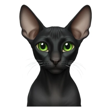 black sphinx cat with green eyes and a white spot on the nose sticker
