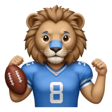 blue color lion wearing american football jersey sticker