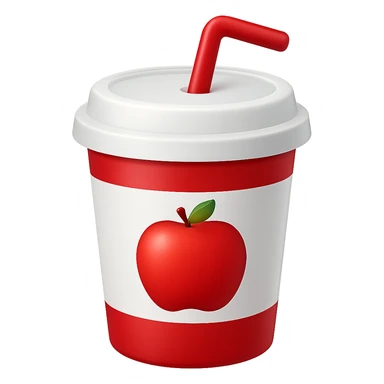 Make the soft drink cup red and white in the style of apple emojis, add a lid, with no background. Keep the emoji style look. sticker