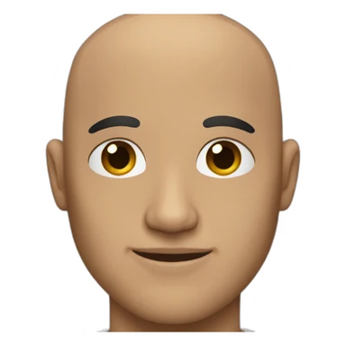 A bald man with brown eyes and black byerd sticker
