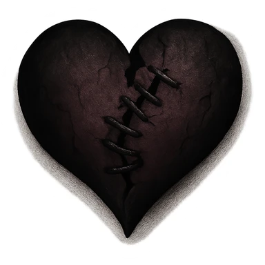 emo object, broken heart with stitches sticker