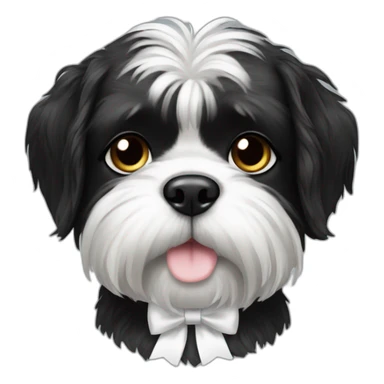 black shitzu dog with white tie in fur sticker
