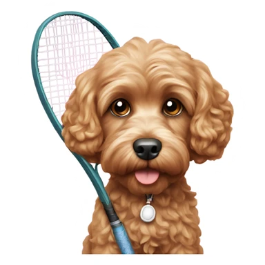 Cavapoo with a tennis racket  sticker