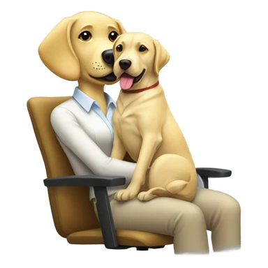 yellow lab with woman in office chair sticker