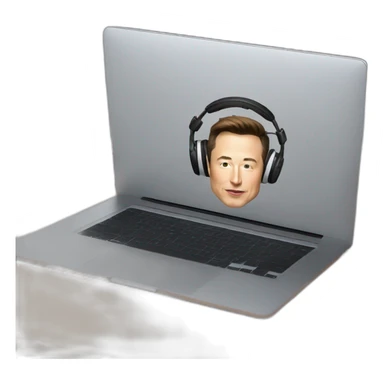 elon musk working  infront of a macbook with head phones and editing gear   sticker