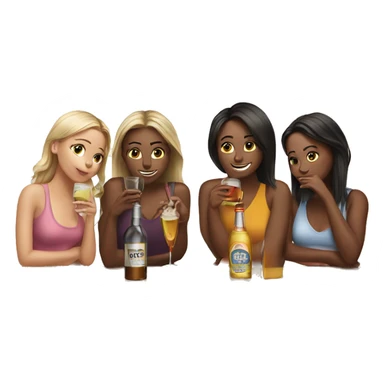 Four girlfriends are drinking alcohol sticker