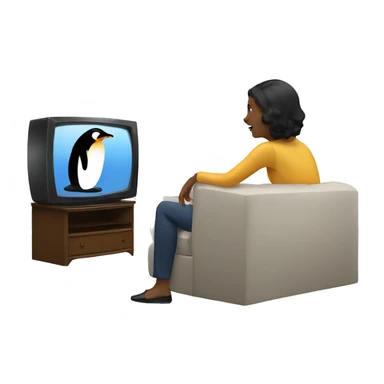 Woman watching at a penguin on tv sticker