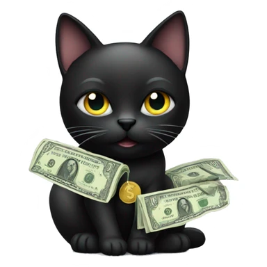 black cat with money sticker