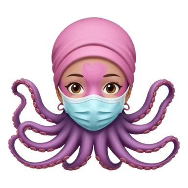 pink octopus girl face mask sticker