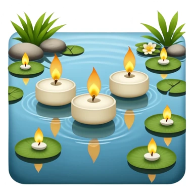 Small tea Candles floating on a pond zen Japanese garden  sticker