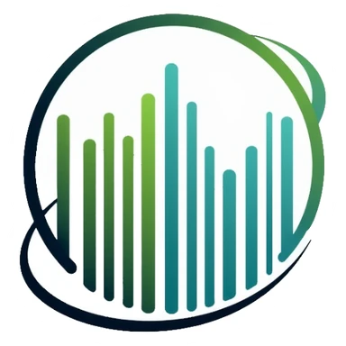 Clean minimalistic logo on 3:2 ratio canvas with circular motif. Inside circle: barcode transitioning into globe. Soft gradients of green and blue suggesting sustainability and trust. Sleek, professional, contemporary style focused on simplicity. sticker