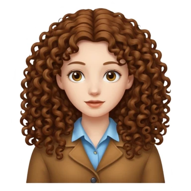 pale woman with ne meter long brown curly hair, middle part sticker