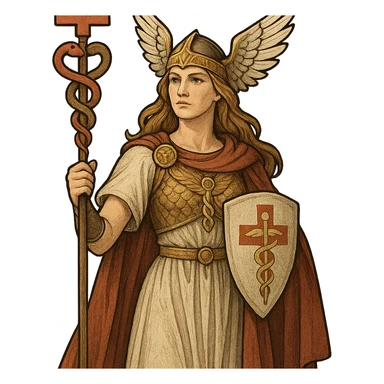 A Valkyrie holding a healing staff, blending Norse mythology with medical symbolism sticker