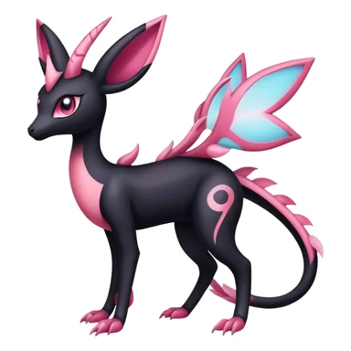 Black Dark Shiny Gothic Exotic Amaura-Salazzle-Aurorus-Sylveon-Fakémon-hybrid-creature (full body)  sticker