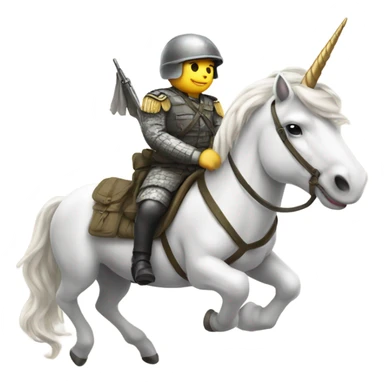 Soldier riding a unicorn sticker
