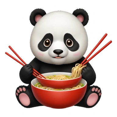 panda eating Chinese noodles sticker