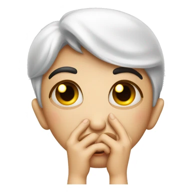 Sad emoji with mad eyes, blushed checks kissy face touching fingers  sticker