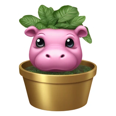 Hippo Hypoestes pink in round gold planter sticker