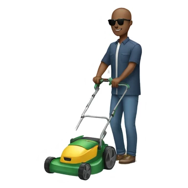 Black man with bald head and sunglasses mowing sticker