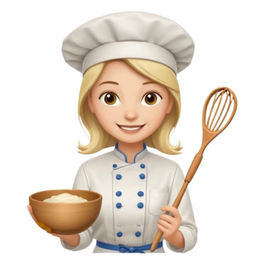 female chef holding whisk and bowl sticker