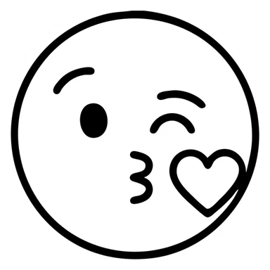 monochrome black and white love emoji blowing a kiss sticker