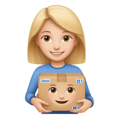 Smiling girl holding a box in her hand sticker