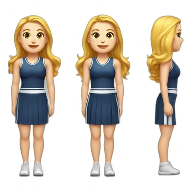 Full body Caucasian curvy cheerleader back and front views sticker