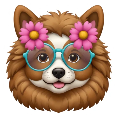 Dog with flower glasses sticker