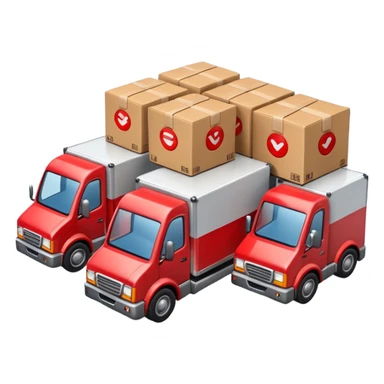 create a realistic emoji showing logistics in different ways. Maybe a car, a storage room, a place where everything is stored, drones and so on sticker