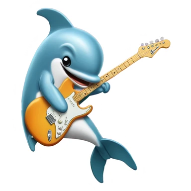 Dolphin playing a Fender Stratocaster sticker