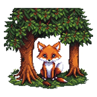 cute fox peeking from behind a tree sticker
