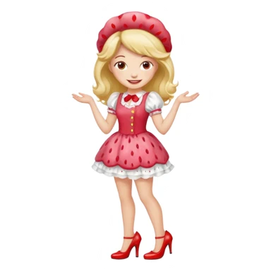 pretty and cute realistic modern day strawberry shortcake full body with high heels emoji sticker