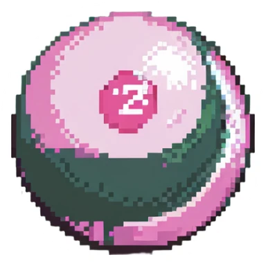 pink billiard ball with the number 23 sticker