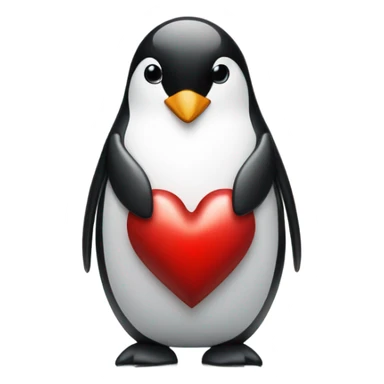 Penguin holding a heart sticker