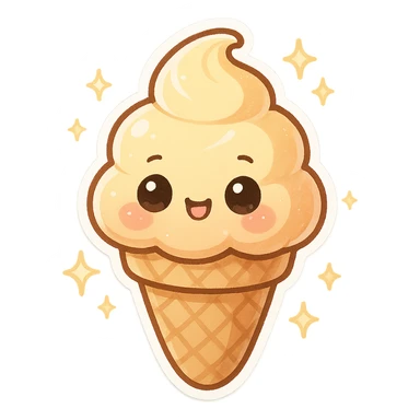 Sparkling Q-version sticker ice cream cone, cute and exaggerated sticker