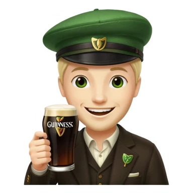 Saying cheers with a Guinness sticker