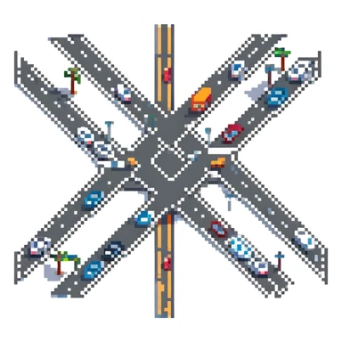 busy intersection with traffic sticker