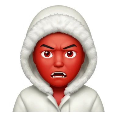 asian, eskimo glass, white coat, angry, red face sticker