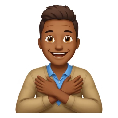 Hands crossed holding neck laughing guy  sticker