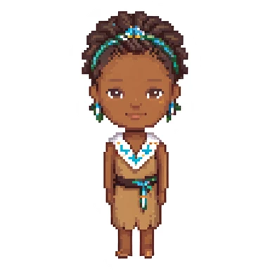 Fijian person with buiniga hairstyle, brown skin sticker