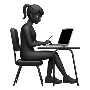 Minimalistic flat vector icon, iOS style, thin black contour on white background. Person silhouette sitting with a laptop, code brackets <> on the screen. Clean, no te sticker