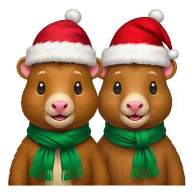  capybaras with christmas atire  sticker