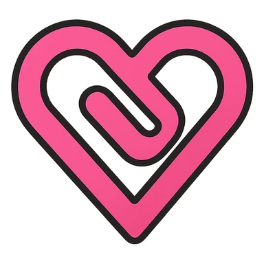 heart-shaped paper clip, minimal, modern icon style sticker