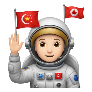 astronaut with red flag sticker