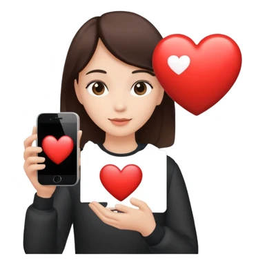 fan holding phone with heart, famous idol silhouette on screen sticker