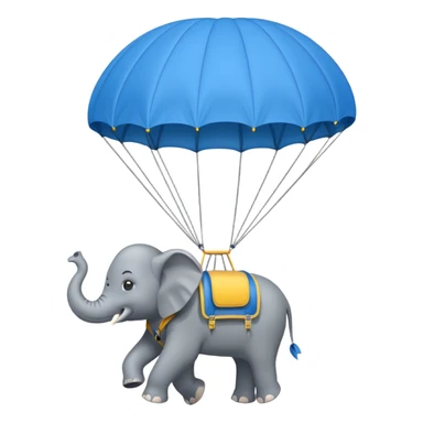 elephant riding blue parachute sticker