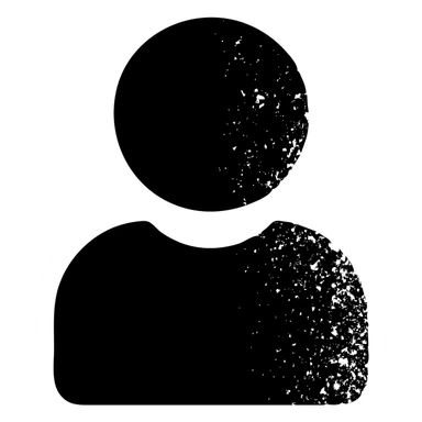 minimalist solid icon representing Player for DnD TTRPGs with worn and distressed effect sticker