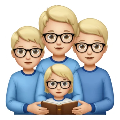 Triplets, one girl, two boys with glasses, age 3 sticker