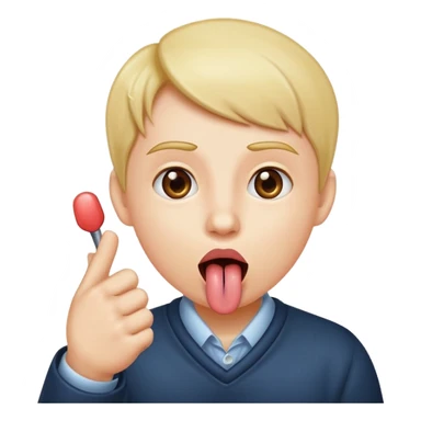 Tounge sticking out with pointer finger and thumb touching sticker